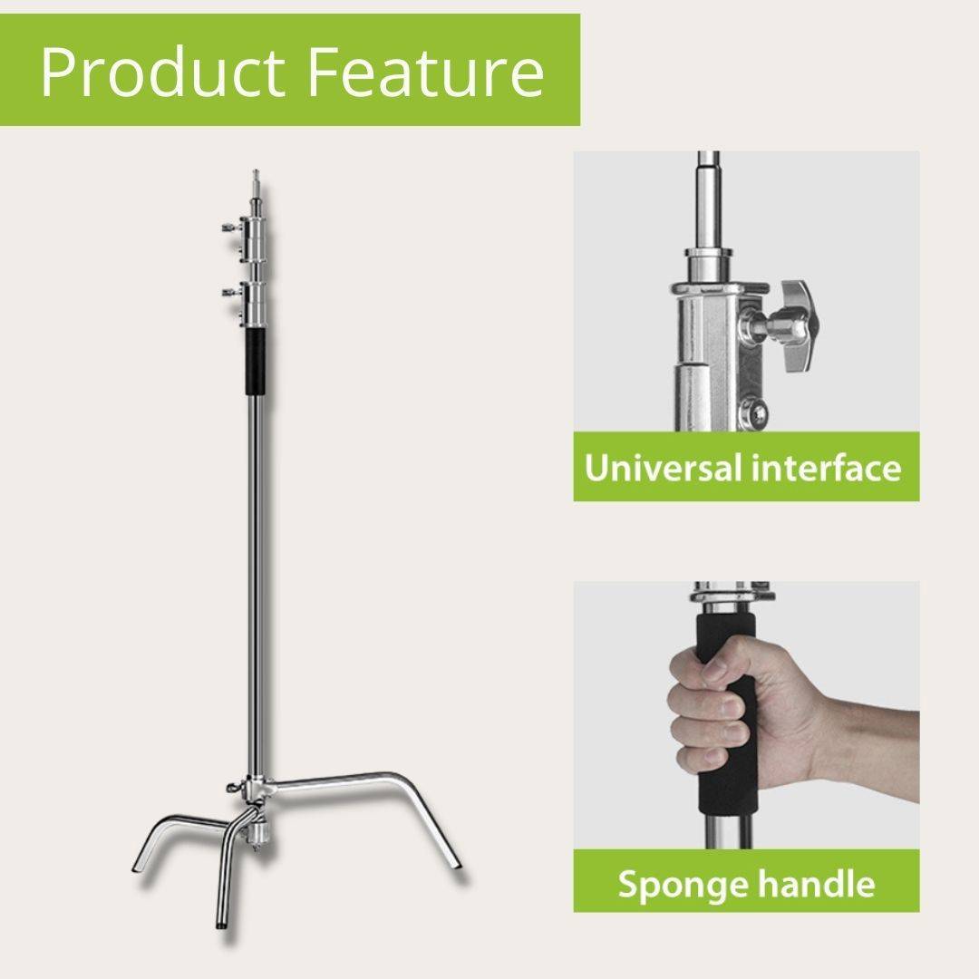GS G-30 Professional Stainless Steel Heavy Duty C-Stand 330cm with Arm and  Grips for Photography Videography Studio