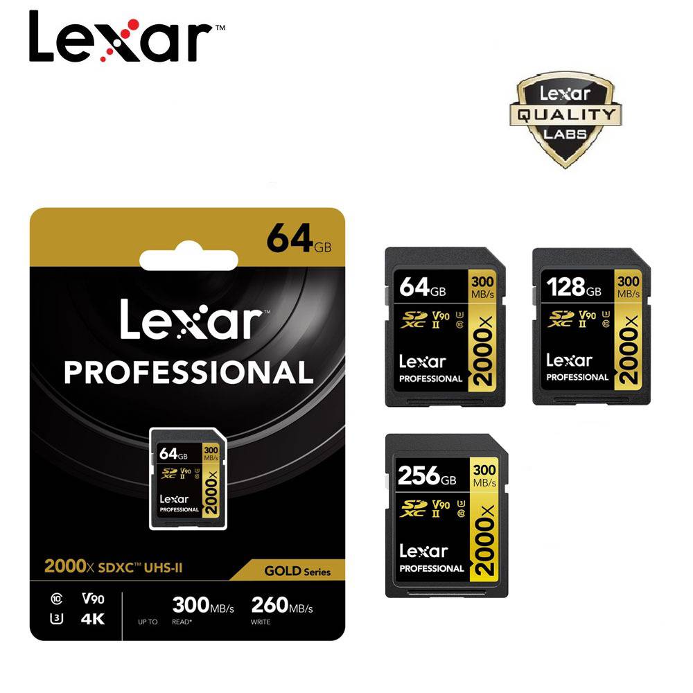 Lexar 64GB/128GB/256GB Professional 2000x SDXC UHS-II 300MB/s 260MB/s  Memory Card High Speed SD Card