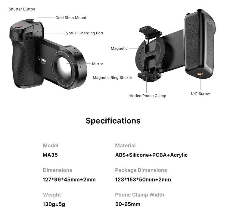 Ulanzi MA35 MagSafe Bluetooth Smartphone Camera Shutter and Grip M032GBB1